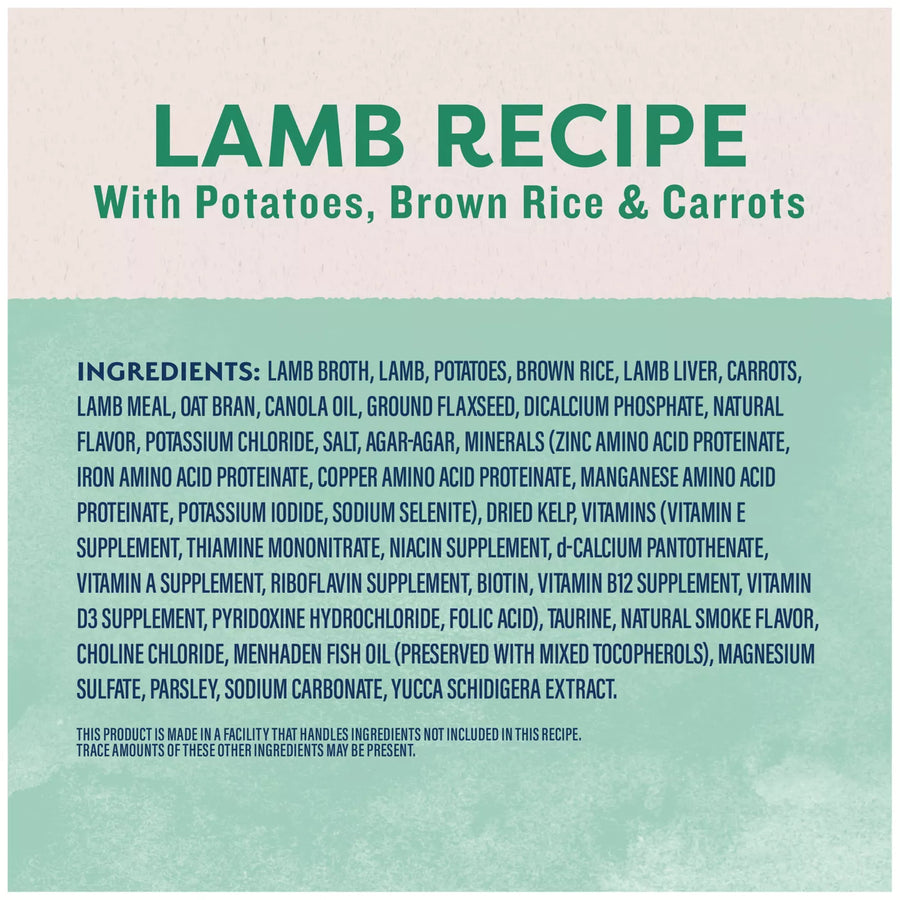 Ingredients for Natural Balance Original Ultra Lamb Canned Recipe Dog Wet 13oz