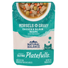 Front pouch of Natural Balance Original Ultra Platefulls Chicken & Salmon Recipe Morsels in Gravy Cat Wet 3oz 