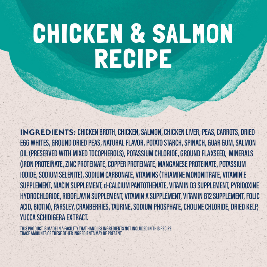 Ingredients list of Natural Balance Original Ultra Platefulls Chicken & Salmon Recipe Morsels in Gravy Cat Wet 3oz 