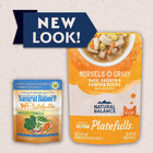 New Packaging for Natural Balance Original Ultra Platefulls Duck, Chicken, & Pumpkin Recipe Morsels in Gravy Cat Wet 3oz