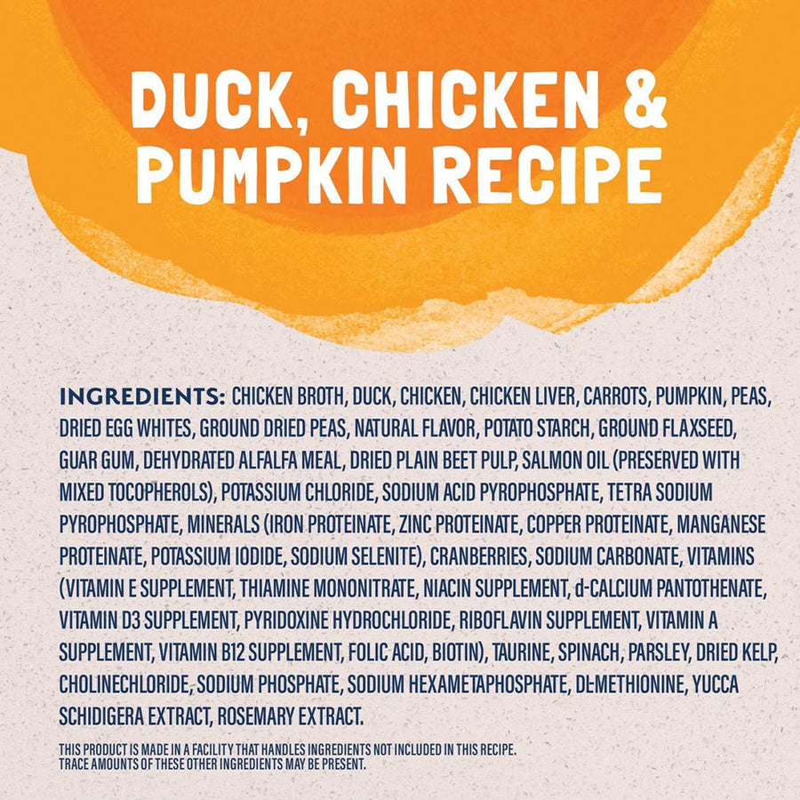 Ingredients for Natural Balance Original Ultra Platefulls Duck, Chicken, & Pumpkin Recipe Morsels in Gravy Cat Wet 13.2oz