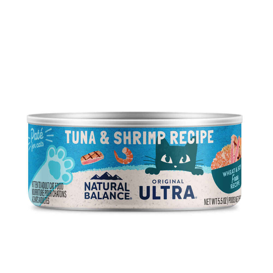 Front can of Natural Balance Original Ultra Tuna & Shrimp Recipe Cat Wet 5.5oz 