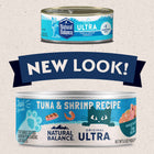 New packaging of Natural Balance Original Ultra Tuna & Shrimp Recipe Cat Wet 5.5oz 