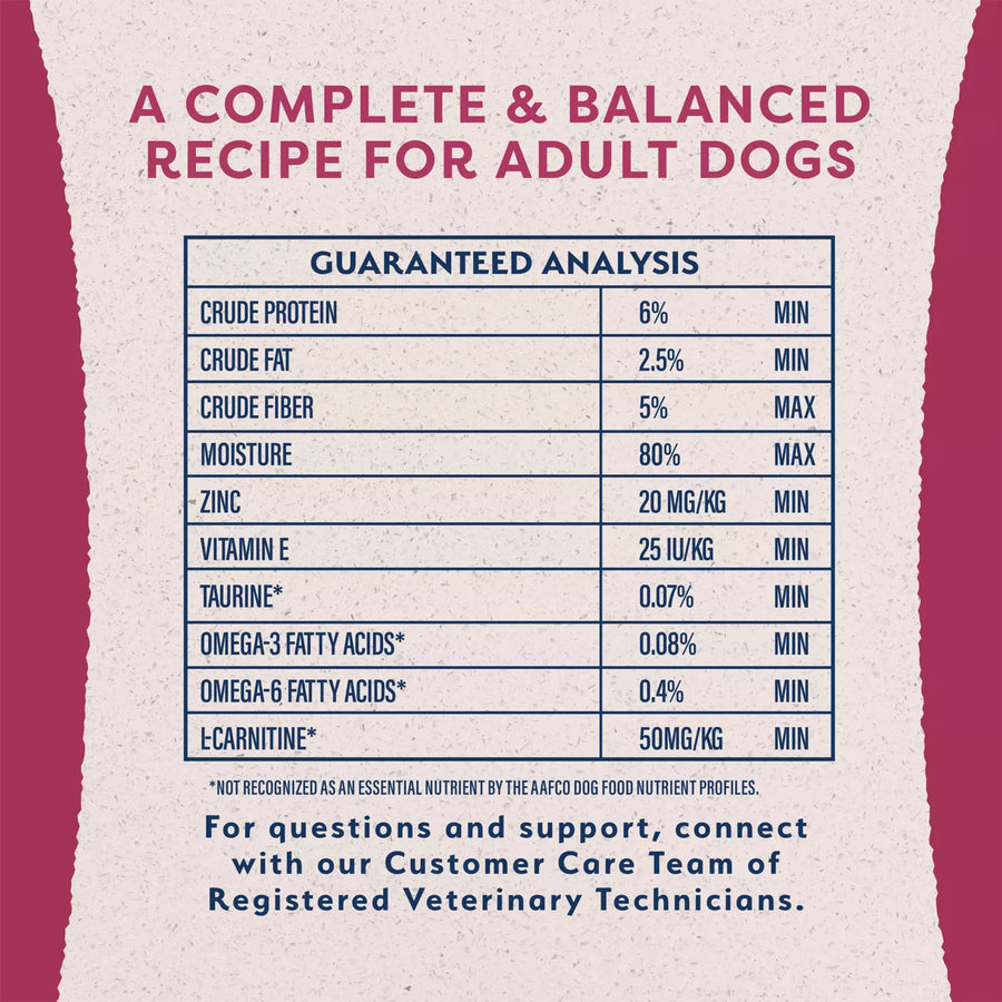 Guaranteed Analysis of Natural Balance Targeted Nutrition Fat Dogs Chicken & Salmon Canned Dog Recipe Wet Dog Food