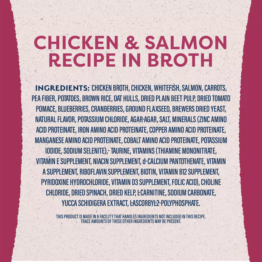 Ingredients for Natural Balance Targeted Nutrition Fat Dogs Chicken & Salmon Canned Dog Recipe Wet Dog Food and disclaimer