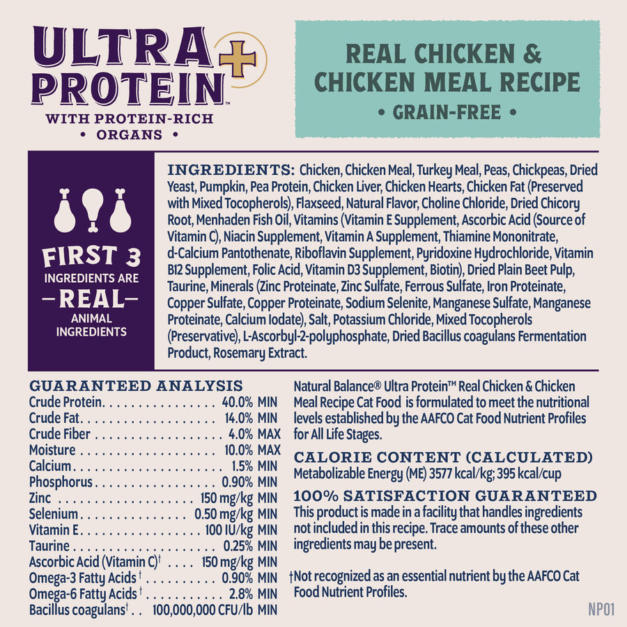 Natural Balance Ultra Protein Plus Immune & Digestive Health Chicken Recipe Dry Cat Food