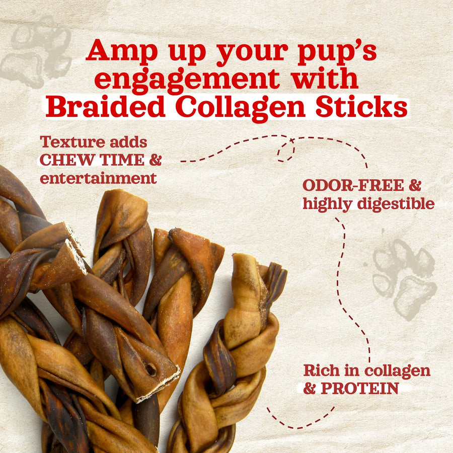 Natural Farm Braided Collagen Sticks Dog Chew