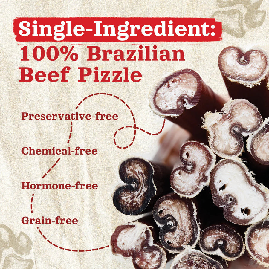 Single-ingredient: 100% Brazilian Beef Pizzle. 