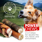 Natural Farm Power Chews: 2-in-1 chew for double the fun, flavor and enrichment. It won 2023 Pet Innovation Award and Rawhide Alternative Product of the Year