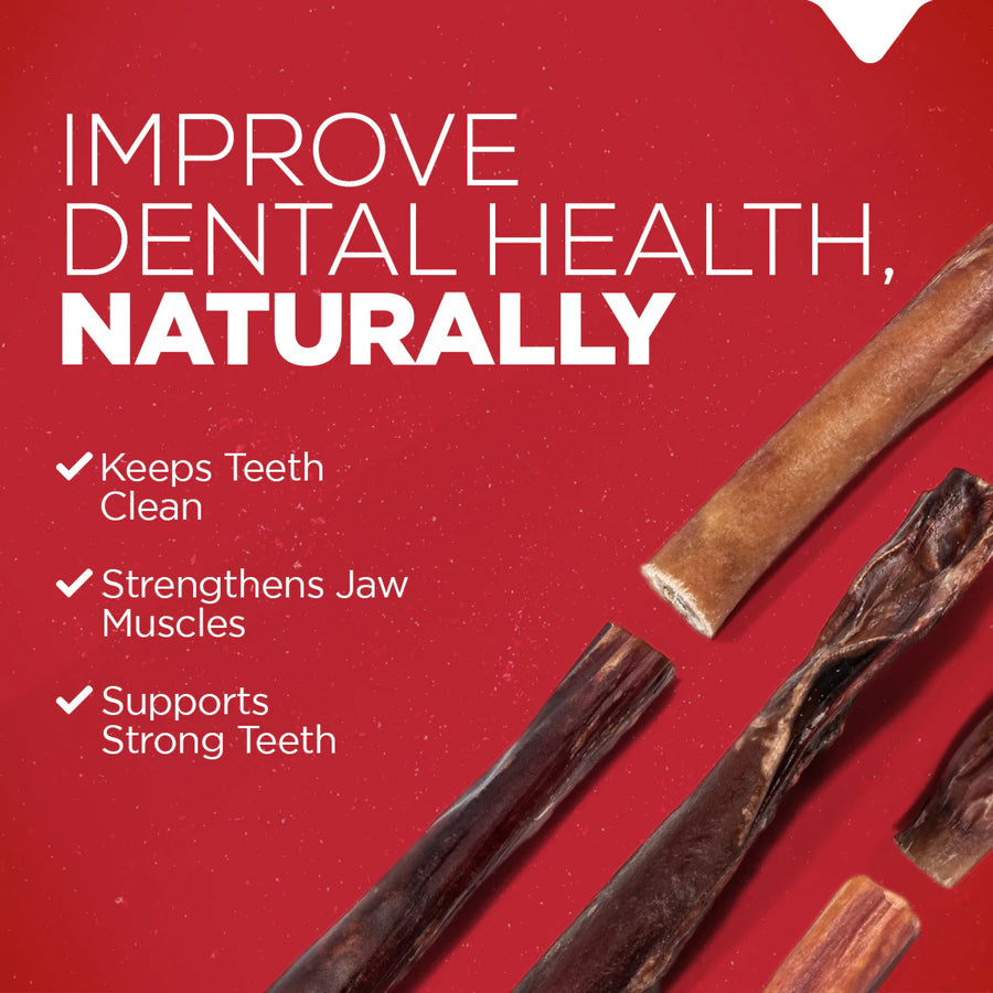 Natural Farm Power Bully Stick Dog Chew improves dental health, naturally. It keeps teeth clean, strengthen jaw muscles and supports strong teeth
