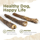 Natural Farm Power Fish Stick Dog Chew contains omega 3s that support healthy skin, coat & joints and also proteins that support muscle growth & development