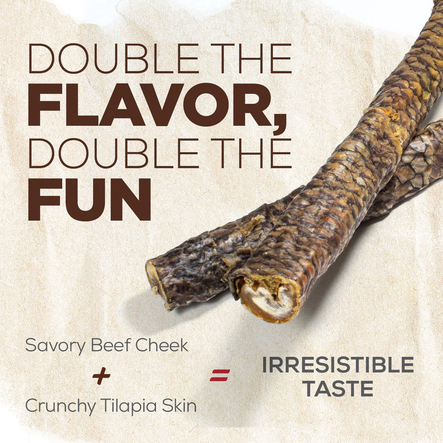 Double the flavor, double the fun for Natural Farm Power Fish Stick Dog Chew