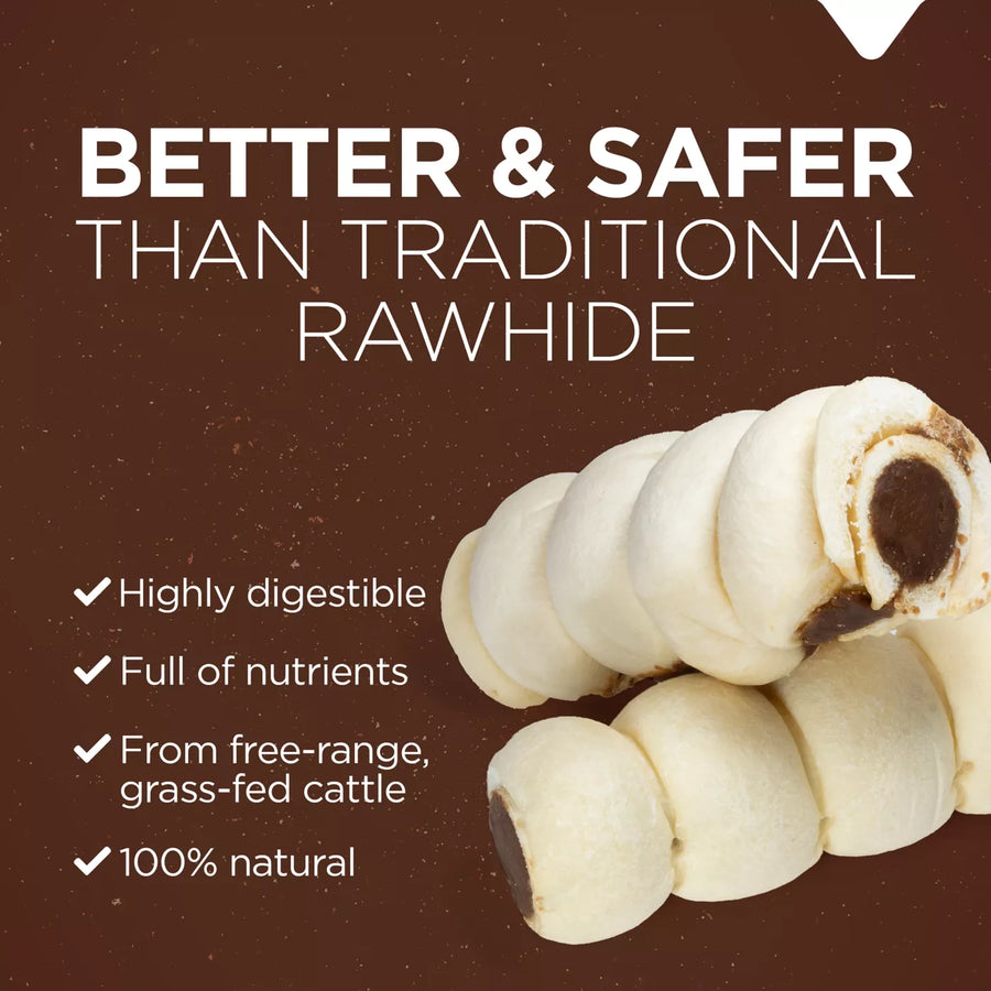 Natural Farm Stuffed Cheek Roll Bully Flavor Dog Chew is better & safer than traditional rawhide, highly digestible, full of nutrients, 100% natural