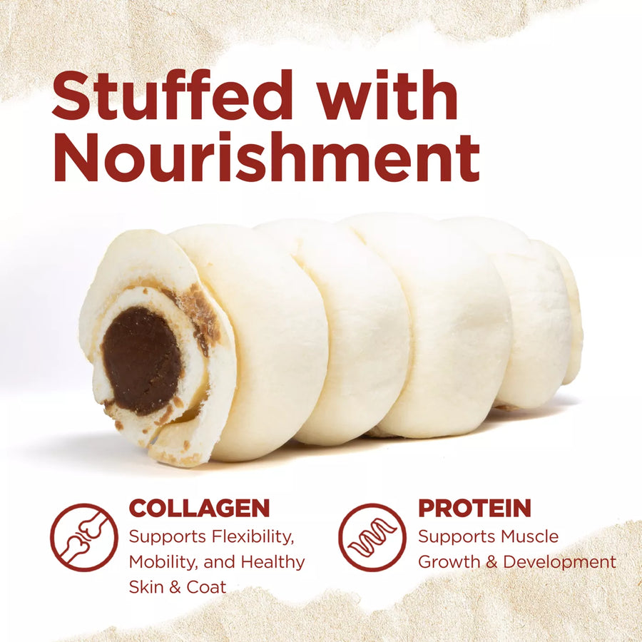 Natural Farm Stuffed Cheek Roll Bully Flavor Dog Chew is stuffed with nourishment, rich in collagen and protein