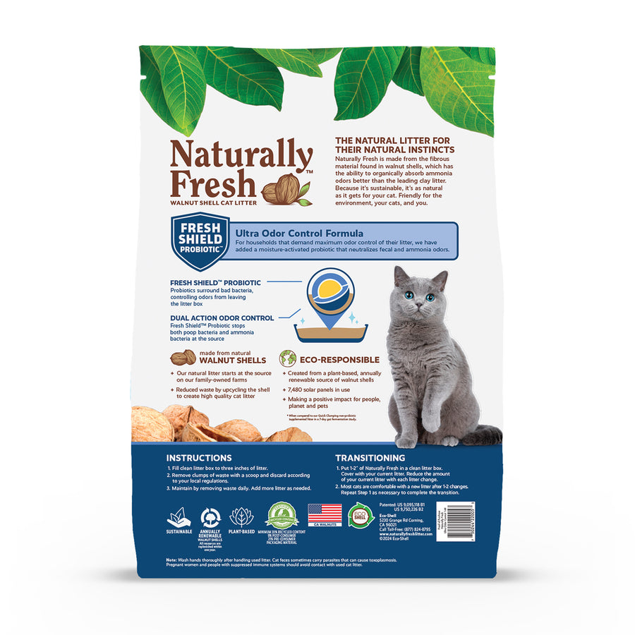 Naturally Fresh Ultra Odor Control Multi-Cat Litter Packaging New Look Back of Bag