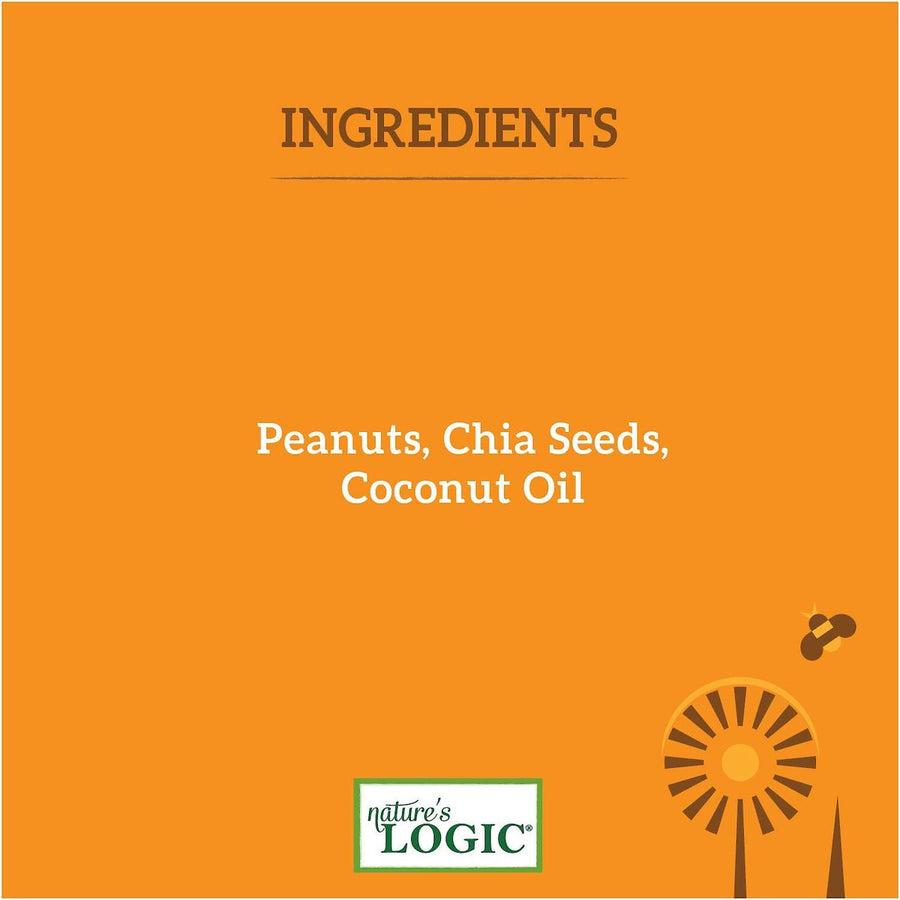 Nature's Logic Peanut Butter Dog Treat  3 Main Ingredients are peanuts, chia seeds and coconut oil