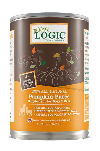 Nature's Logic Pumpkin Puree For Dogs and Cats 15oz, Front Can 