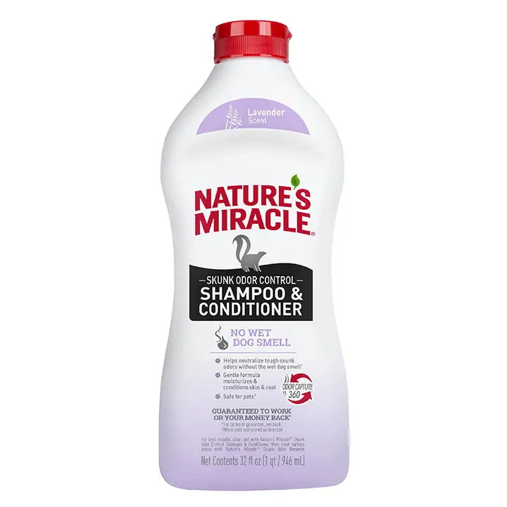Product Photo Front; Nature's Miracle Skunk Odor Control Lavender Shampoo and Conditioner