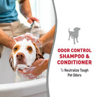 Odor control shampoo and conditioner to neutralize tough pet odors.