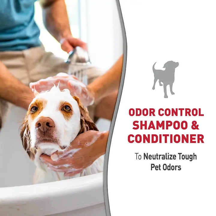 Odor control shampoo and conditioner to neutralize tough pet odors.