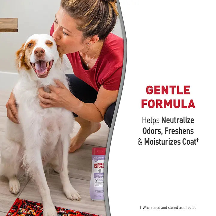 Gentle Formula. Helps neutralize odors, freshens and moisturized coat.