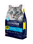 Intersand OdorLock Ultra Premium Unscented Multicat Cat Litter Formula Bag 25lb front. 