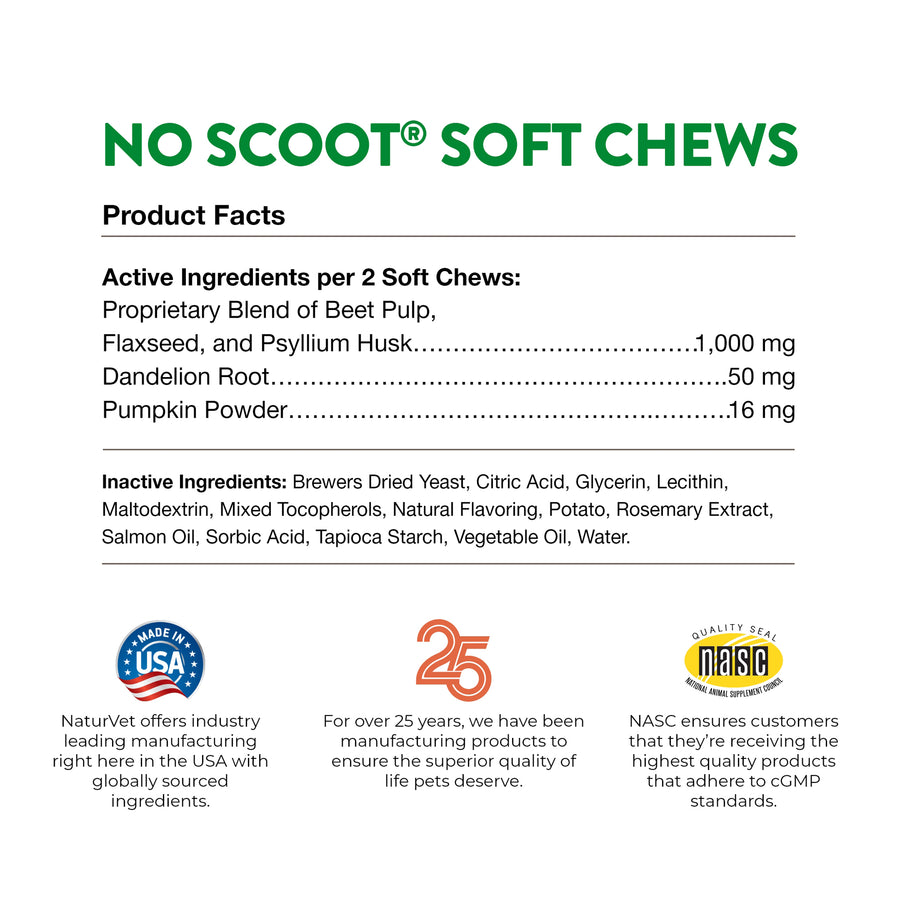 NaturVet No Scoot Plus Pumpkin for Dogs Soft Chews 60ct