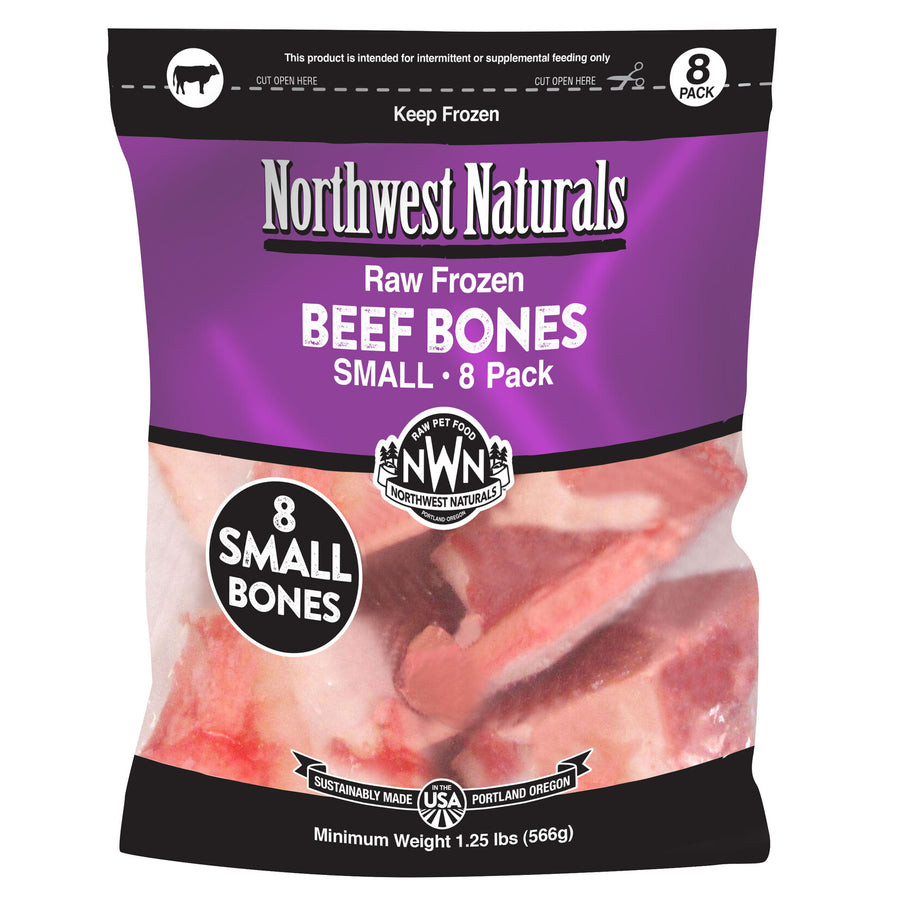Front bag of Northwest Naturals Frozen Raw Meaty Bones Small 8-pack