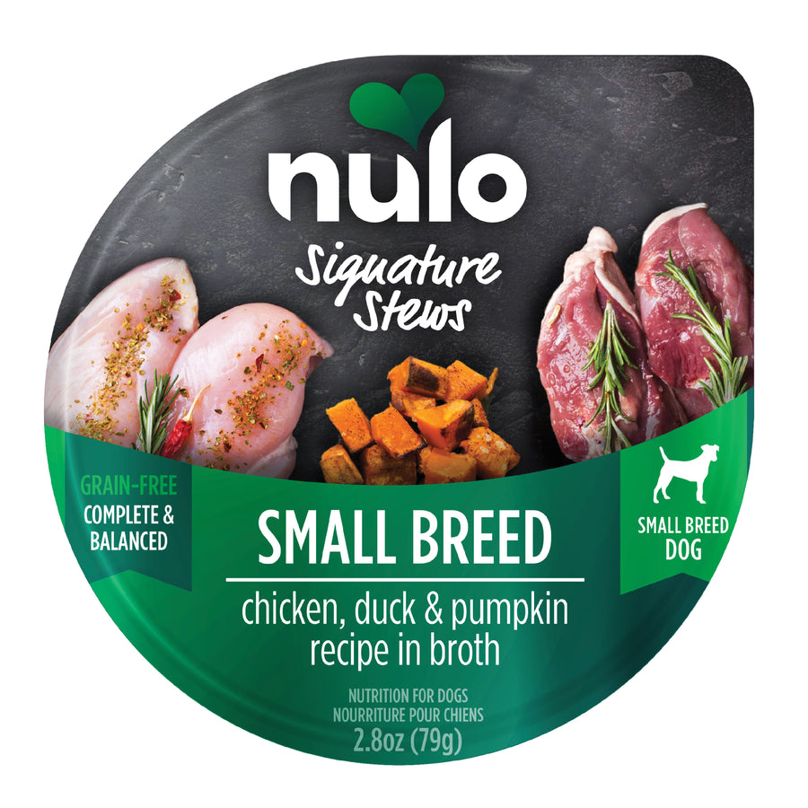 Nulo Signature Stews Small Breed Chicken, Duck & Pumpkin in Broth Recipe Dog Food Tub