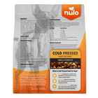 Back Packaging of Nulo Cold Pressed Meals Chicken Formula Dog Food