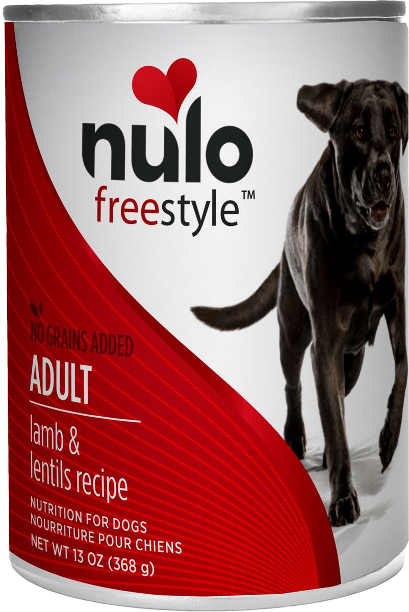 Front can of Nulo FreeStyle Grain Free Lamb and Lentils Recipe Canned Dog Food 13oz