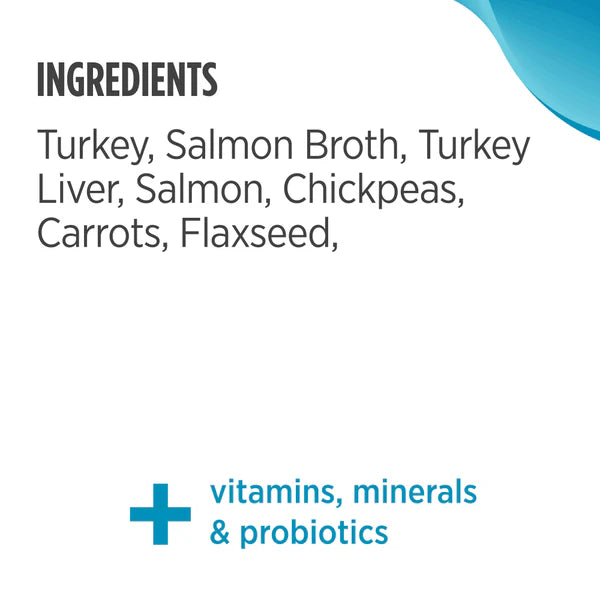 Ingredients plus vitamins, minerals & probiotic for Nulo FreeStyle Grain Free Salmon and Chickpeas Recipe Canned Dog Food 13 oz 
