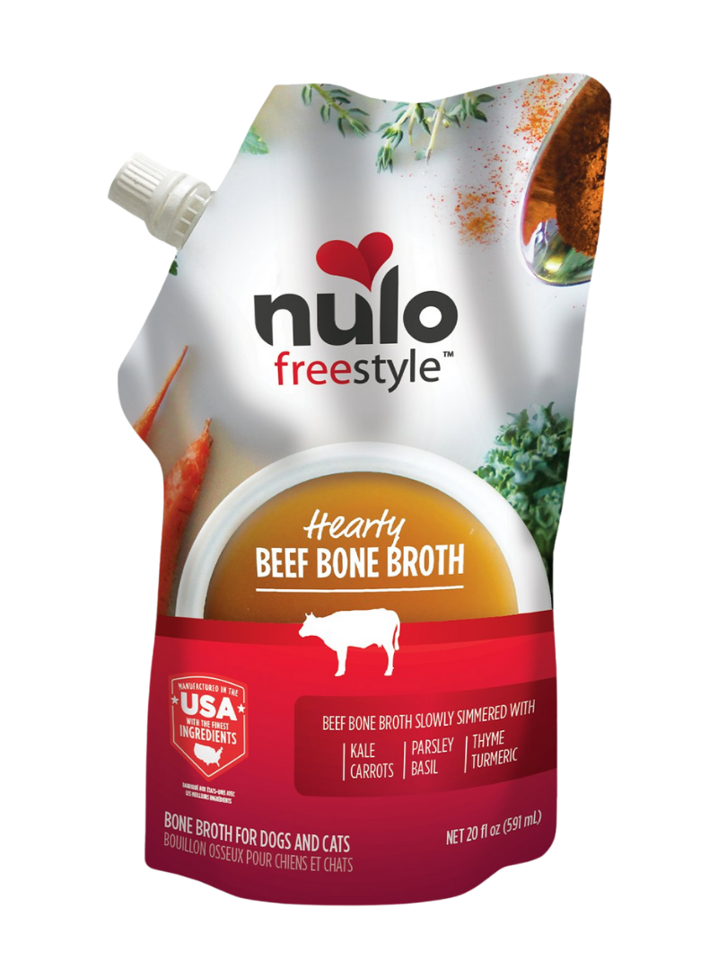 Nulo FreeStyle Hearty Beef Bone Broth Dog & Cat Topper 20oz, Front Packaging