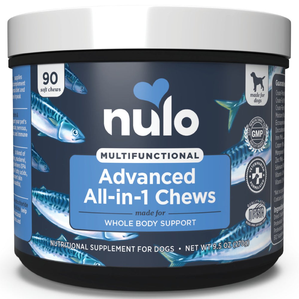 Nulo Multifunctional Advanced All-in-1 Soft Chew Supplements For Dogs 90SC 9.5oz Front Container