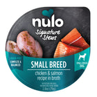 Nulo Signature Stews Small Breed Chicken & Salmon in Broth Recipe Dog Food Tub 2.8oz, Top Label