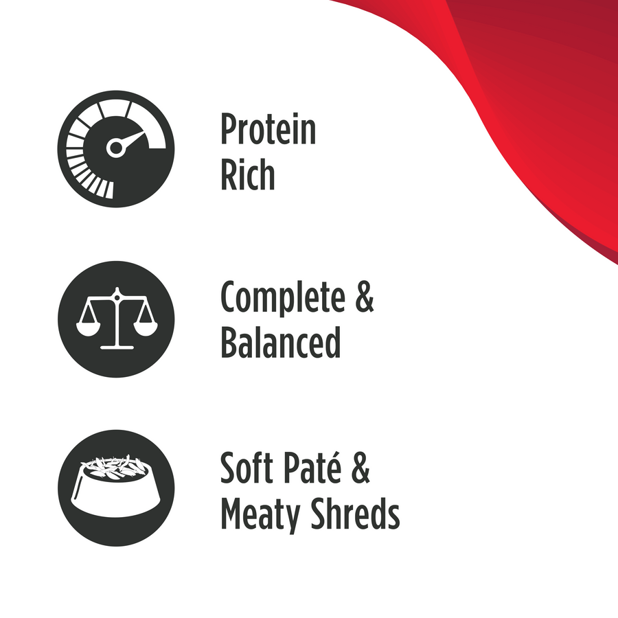 Nulo for Kittens Beef, Chicken & Salmon Canned Kitten Food is protein rich, complete & balanced and soft pate & meaty shreds