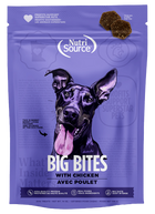 Front bag of NutriSource Big Bites Grain Free with Chicken Dog Treat 14 oz