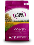 NutriSource Cat and Kitten Chicken and Rice Dry Cat Food front of bag.