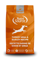 NutriSource Choice Turkey Meal and Barley Dog Food front of bag.