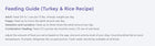 NutriSource Feeding Guide for Turkey & Rice Recipe Wet Dog Food.