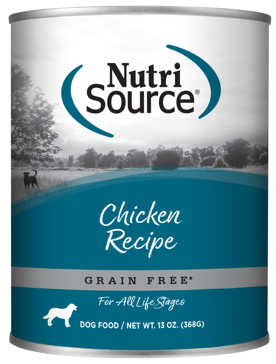 NutriSource Grain Free Chicken Recipe front of can.