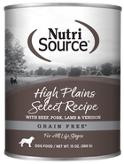 NutriSource Grain Free High Plains Select Recipe front of can.