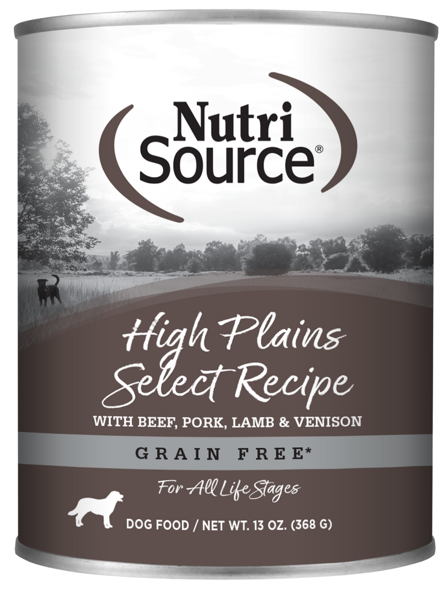 NutriSource Grain Free High Plains Select Recipe front of can.