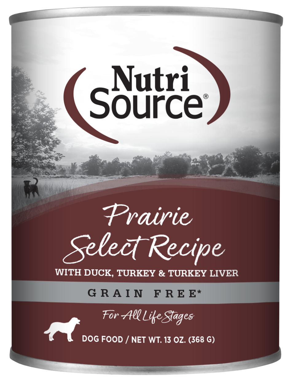 NutriSource Grain Free Prairie Select Recipe front of can.
