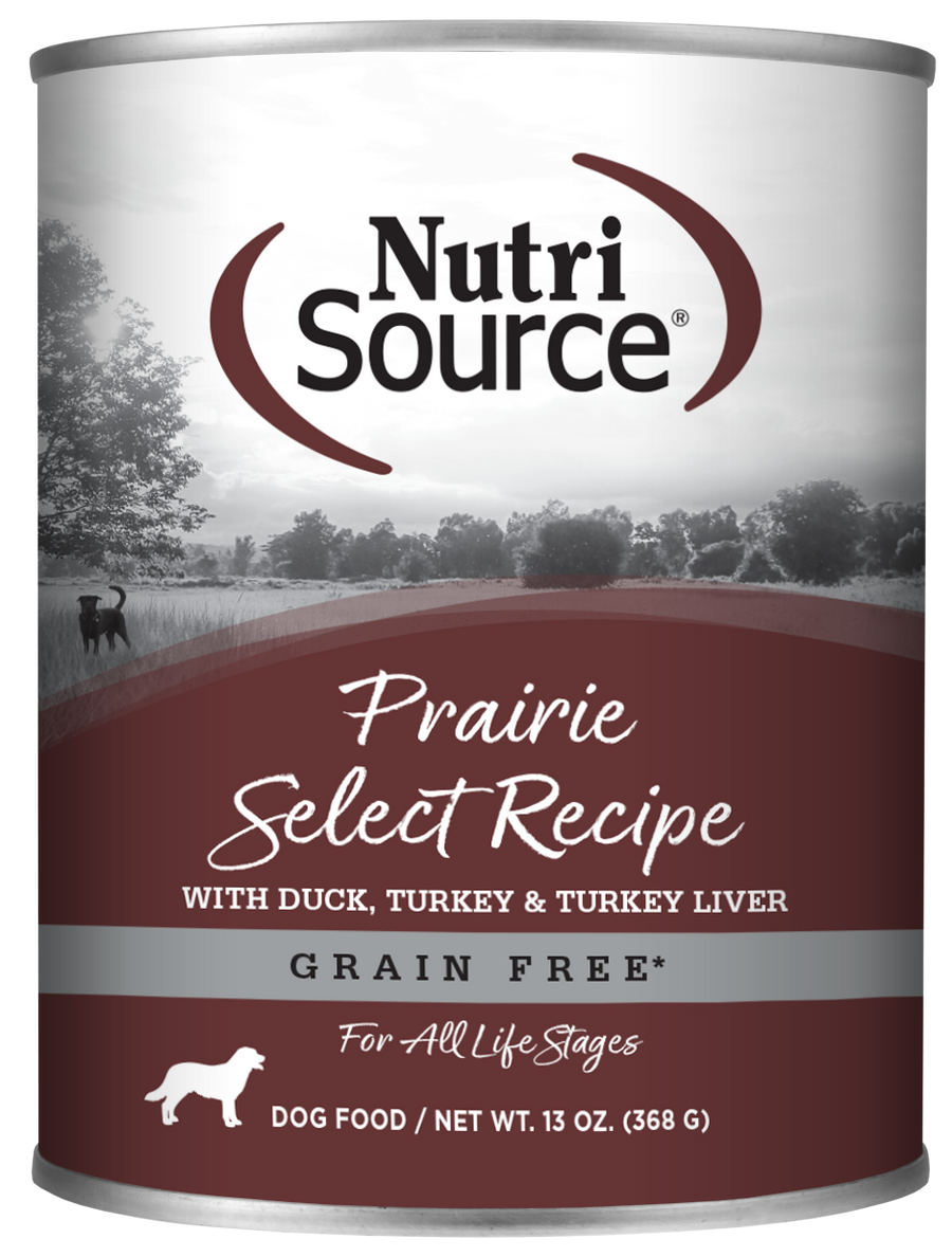 NutriSource Grain Free Prairie Select Recipe front of can.