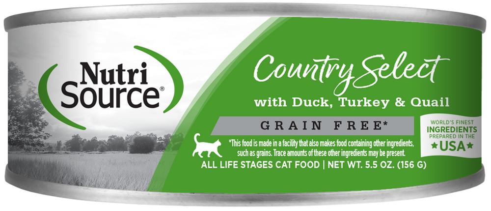 NutriSource Grain Free Country Select Canned Cat Food front of can.