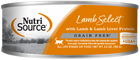 NutriSource Grain Free Lamb & Lamb Liver Select Canned Cat Food front of can.