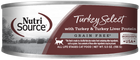 NutriSource Grain Free Turkey & Turkey Liver Select Canned Cat Food front of can.