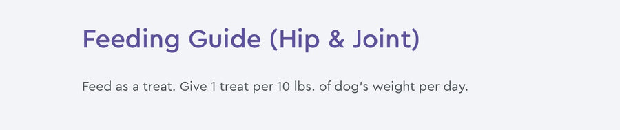 PureVita Feeding Guide for Hip & Joint Dog Treat.