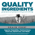 Quality Ingredients. Superior palatability, nutrient dense, feed less, spend less, less waste. 